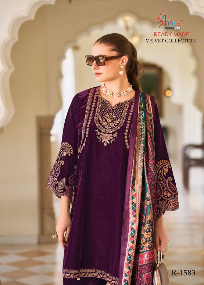 R 1583 Shree Winter Wear Velvet Pakistani Readymade Suits Wholesale Shop In Surat 